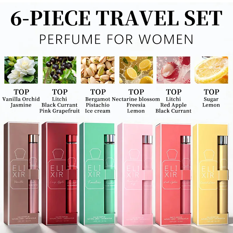 Women's 6 Piece Set Travel Perfume 35ml 1.18oz Perfume For Her PDQ Sweet Gourmand & Floral Fragrances Long Lasting For P