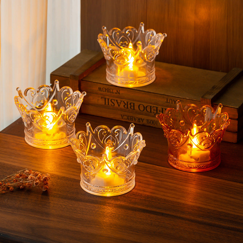Led Electronic Candle Light Transparent Crown Night Light Cross-Border Led Small…