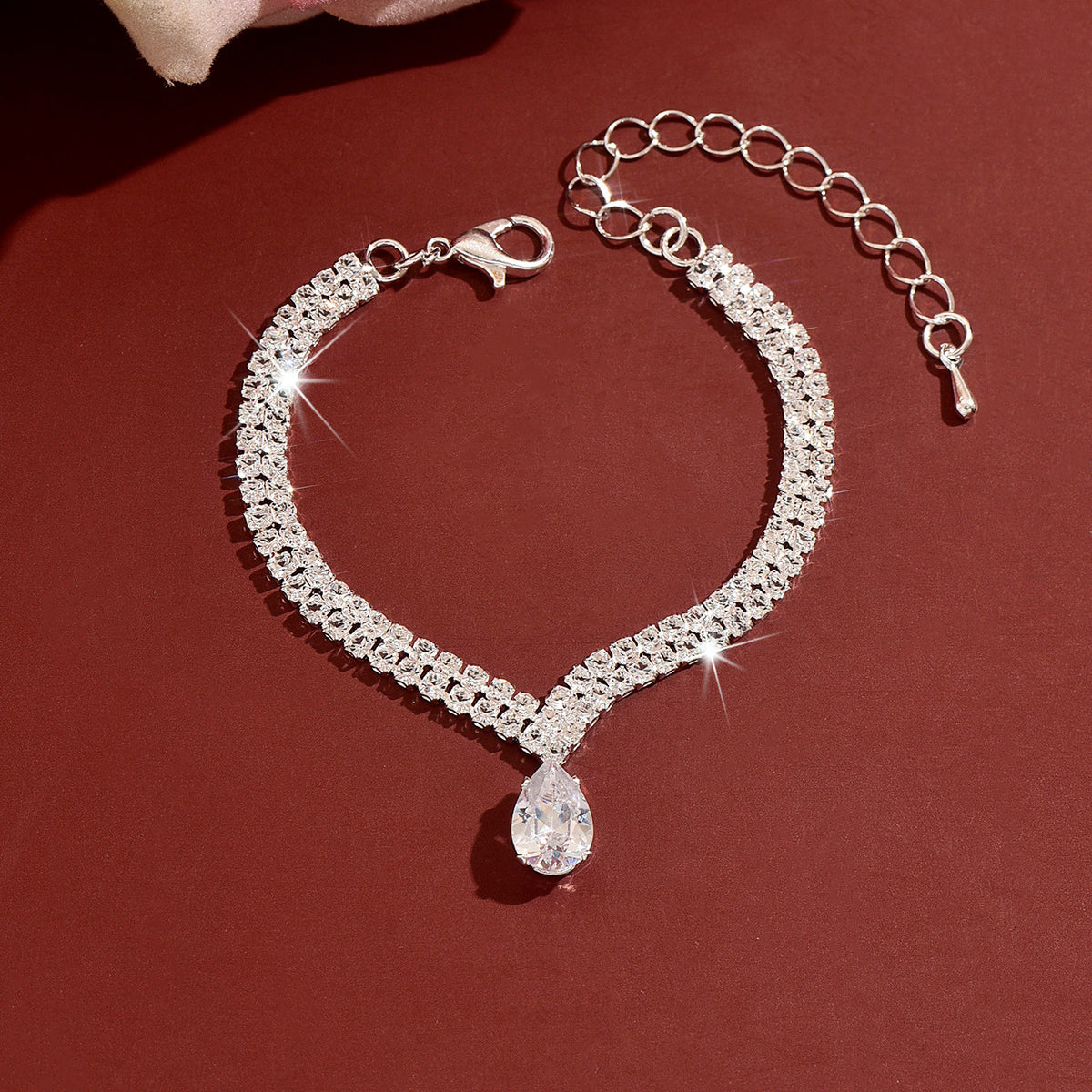 Eco-Friendly Zircon Water Drop Bracelet, Fashionable, Simple, High-End, Adjustab…
