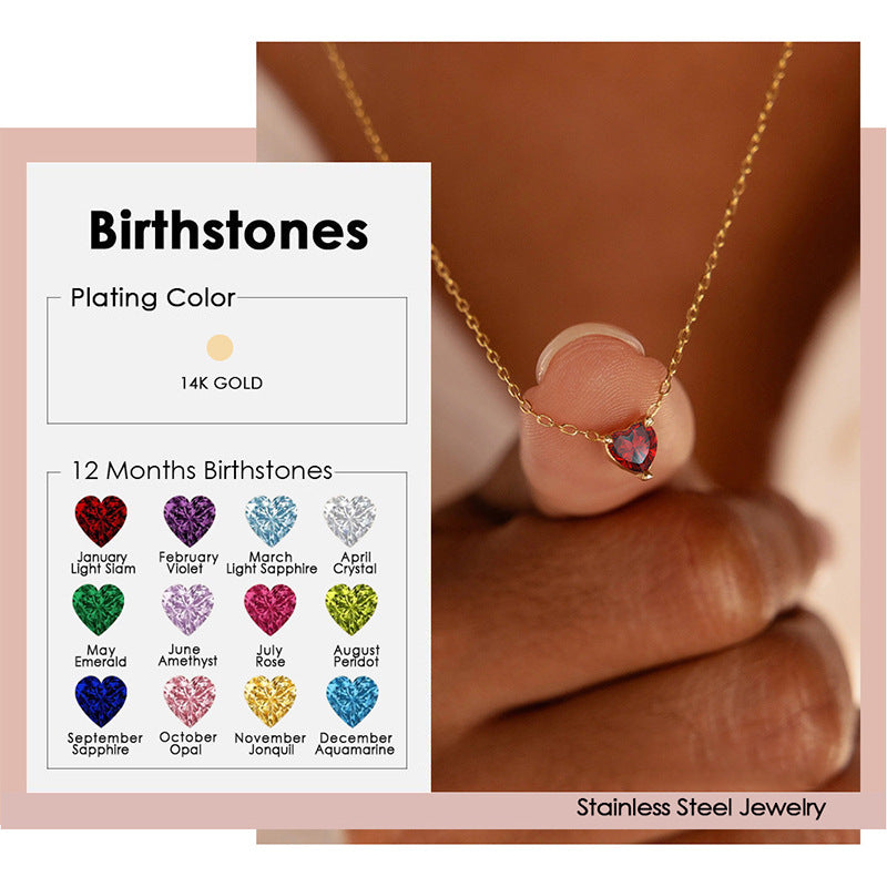 Pendant Heart-shaped Colorful Crystal And Zircon Necklace