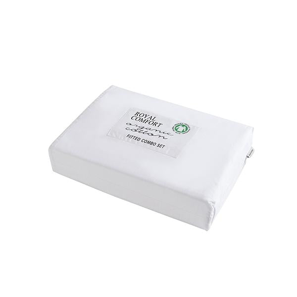 Royal Comfort Organic Cotton Sheet Set 3 Piece Luxury Double White