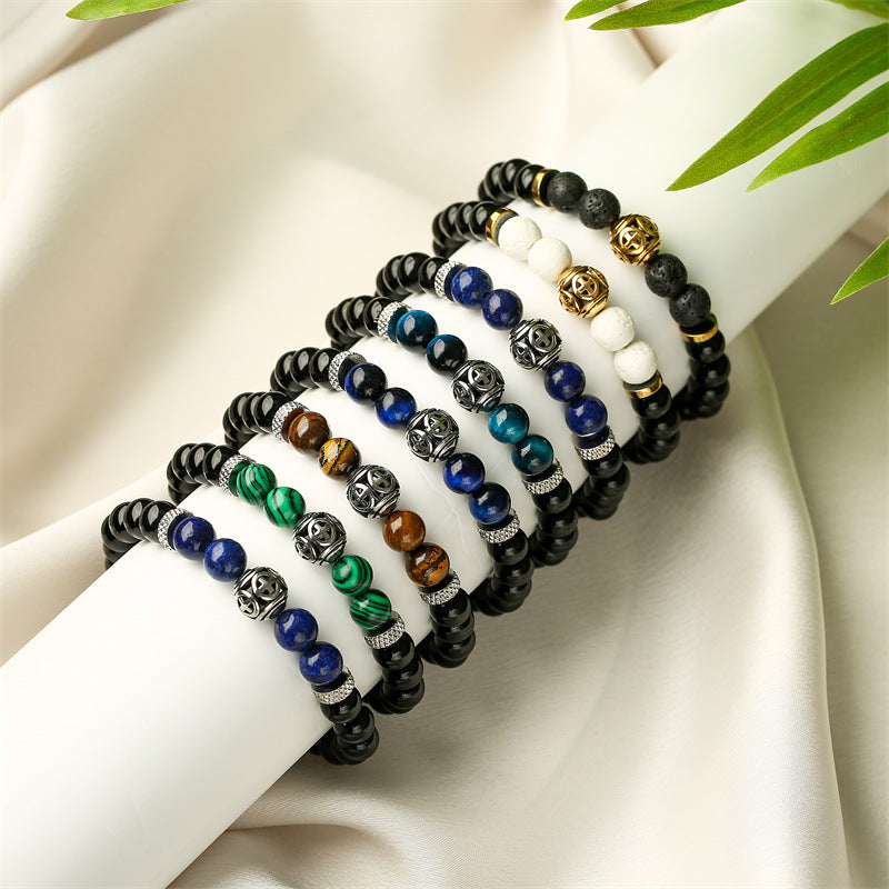 Cross-border Amazon Best Selling Lion Head Bracelet Natural Stone Tiger Eye Agat…