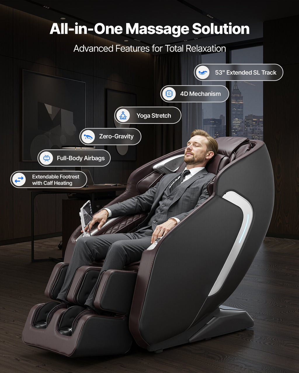 Massage Chair, 4D Full Body Zero Gravity Recliner with SL Track, Yoga